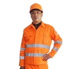 De oranje Hoge Uniformen van het Zichtwerk met Op zwaar werk berekend Bidirectioneel Pit en Elastische Manchetten 