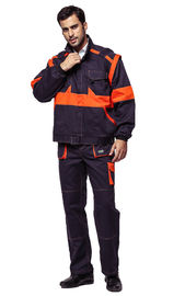 100% van het katoenen Uniformen Stoffen de Industriële Werk met Oranje Afneembare Kokers